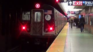 MTA Subways - Kawasaki R160B #9028 on the (N) at 49th Street (2016 Video)