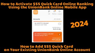 Activate SSS QuickCard Online/How to Add SSS QuickCard on Your Existing UnionBank Online Account2024