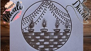 circle ⭕ Scenery drawing 😜😜#diwali beautiful scenery drawing #easy drawing