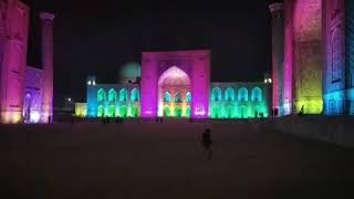 Самарканд. Площадь Регистан. Ночная прогулка.Samarkand Registan square. Evening walk.