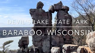 [4K] Devil's Lake State Park, WI US - Devil’s Doorway trail in early spring