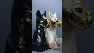 I created creepy cat statues #catlover #catgoddess #casting #catstatue