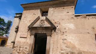 Outside of Capuchinas Convent in Antigua Guatemala with Tour Group