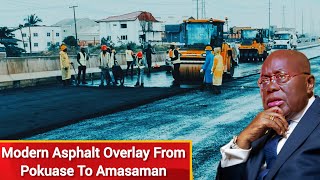 Modern Asphalt Overlay On Ghana's $342m Ofankor Nsawam Road; Pokuase To Amasaman #ghanaroads