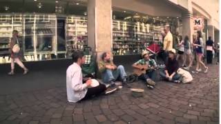 3 students surprise a homeless man with a bucket :)