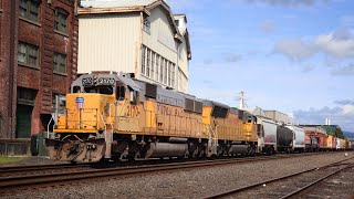 UP 2170 (SD60) and SD59MX lead YPD51! Plus Amtrak. Railfanning NW Nicolai St, Portland, OR.