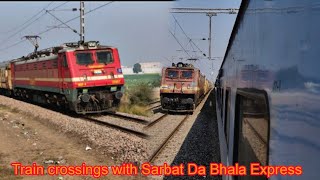 Trains Crossings with Sarbat Da Bhala Express/Wap7 And Wap4 agressive Action...