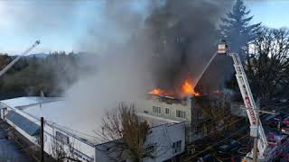 Apartment Fire - Commercial Structure Fire - Street view and Drone view