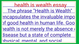 essay on health is wealth| health is wealth essay