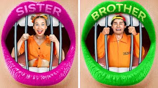 Brother Vs Sister in Jail! *Surviving World's Strictest Jail*Funny Situations by 123 GO!