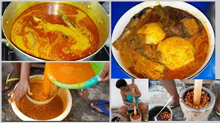 How to prepare authentic palm nut soup(abenkwan) /Africa Life/village life... @cookwithparul