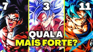 RANK das TRANSFORMAÇÕES MAIS FORTES do GOKU EM DRAGON BALL