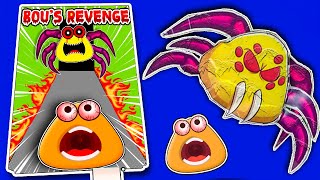 💩MAKING POU & BOU'S REVENGE 💩LIFE GAME BOOK📚 + (BOU'S SQUISHY PLAY)