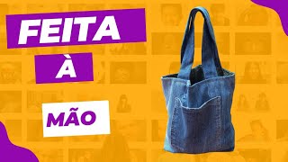 BOLSA JEANS: FEITA COM CALÇA JEANS/ COMO FAZER BOLSA JEANS À MÃO.