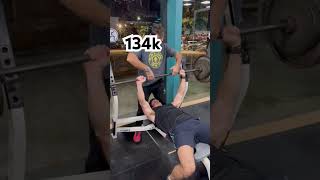 134k/295lb bench press @ 75k  #gym #gymmotivation #benchpress