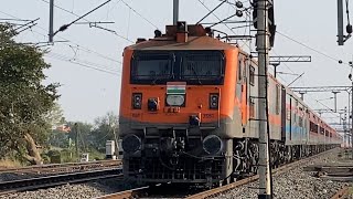 Amrit Bharat Livery WAP7 Speed Upgraded Kumbh Express Hammering the Track Chandanpur At 130 Kmph..