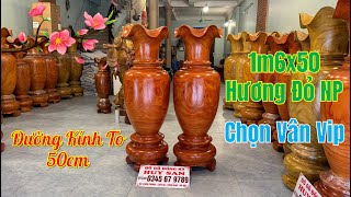 Lục Bình 1m6x50 Đường Kính To Gỗ Hương Đỏ Nam Phi, Chọn Vân Vip Cực Đẹp