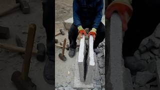 Split a granite block into 3 perfect pieces with precision, power, and pure skill 👏