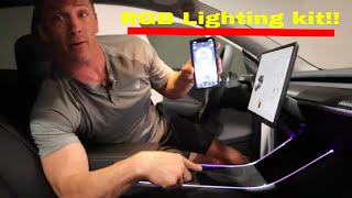 Tesla Model Y Model 3 RGB LED light kit install by Basenor