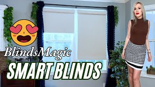 BlindsMagic Smart Motorized Roller Shades Review! 100% Blackout Linen % Customizable!