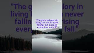 "The greatest glory in living lies not in never falling, but in rising every time we fall"