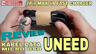 Review Kabel Data Fast Charging UNEED MICRO USB 7Pin Max 4A | Charger HP Gak Pake Lama