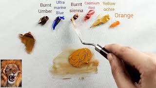 Premix Oilcolors to paint a lion | How to premix colors to paint a lion in oil painting | Realtime