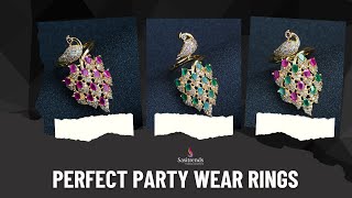 ✨💝 Stunning Party Wear: Gold Plated Peacock Adjustable Finger Ring with AD Stones ✨💝#sasitrends