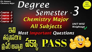 Degree Semester 3 - Chemistry Major All Subjects Important Questions UNIT-WISE Weightage Degree 2024