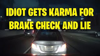 IDIOT GETS KARMA FOR BRAKE CHECK AND LIE | Road Rage, Driving fails Compilation USA & Canada 2024