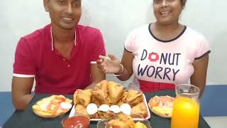 Bread Pakoda Recipe sathe Egg pakora, Egg Boyle, Salad, juice asmr video - Alpana Vlog