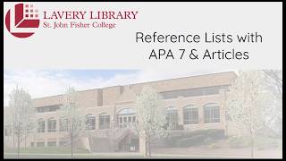 Lavery Library: APA 7 Articles