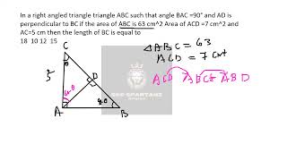 In a right angled triangle triangle ABC such that angle BAC =90° and AD is perpendicul#sscchsl2024