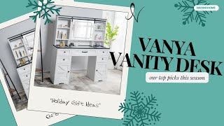 Upgraded My Bedroom To A Luxury Suite: Naomi Home | Vanya Vanity Desk With Adjustable Sliding Mirror