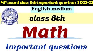 MP Board Class 8th Math Important Question