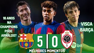 PARTIDA DE GALA DO BARÇA NA  CHAMPIONS COM GOLS DO LEWA E DO FELIX COM YAMAL DE 16 ANOS EM GOLEADA