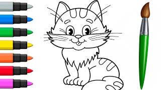 How to draw a cat Very Easy for kids | Как нарисовать кота очень легко для детей