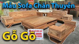 Bộ Sofa Gỗ Gõ - Mẫu Sofa Zito Chân Thuyền Gỗ Gõ (Mộc) - Sofa Gỗ | Đồ Gỗ Bảo Lộc