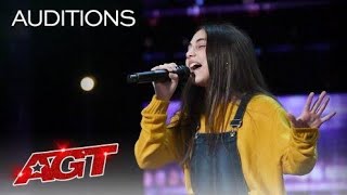 Ashley Marina, 12 , WOAH Simon Cowell Sing 3 times || America's Got Talent Audition 2020