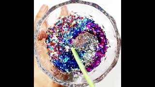 Galaxy Making Slime with Eyeshadow Glitter Most Satisfying ASMR