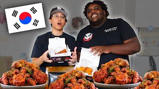 My Black Friend Tries KOREAN FRIED CHICKEN For The FIRST TIME!