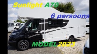 Nieuwste Sunlight A70 Alkoven camper model 2023, pure luxe een camper voor een groot gezin.