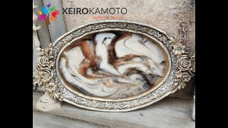 Change your glass plates with Resin to beautiful artwork . Marble Effect