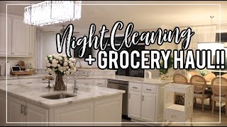 Clean With Me After Dark | Night Cleaning + Grocery Haul!