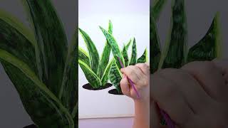 How to Paint Snake Plant (Sansevieria) #painting #art #plant