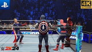 WWE 2K24 Homelander vs Iron Man, Captain America & Spiderman - Handicap Match