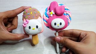 Hello Kitty and Melody Popsicle Clay Art | Diy Works