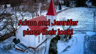 Jennifer and Adam place their lock!