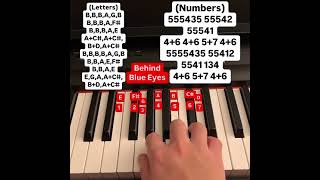 Behind Blue Eyes piano tutorial (letters and numbers)