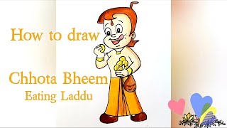 @EZDRAW | How to draw Chhota Bheem Eating Laddu | Drawing for beginners step by step |